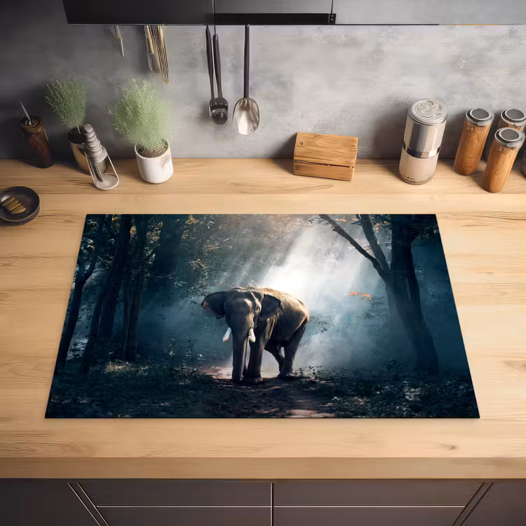 Olifant - Dieren - Licht - Bos - Natuur - Wilde dieren Inductie beschermer vinyl 3mm klein -sfeer5