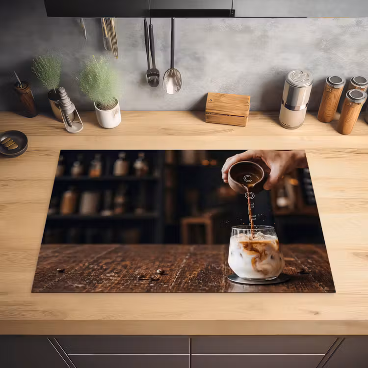 Espresso - Melk - Café Inductie beschermer vinyl 3mm klein -sfeer5