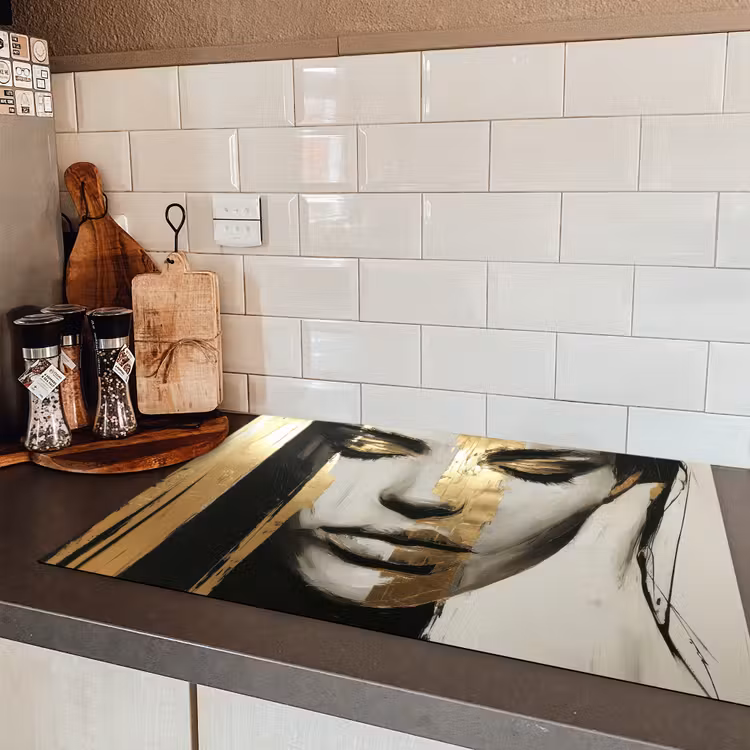 Ogen - Gezicht - Goud - Strepen Inductie beschermer vinyl 3mm klein -sfeer3