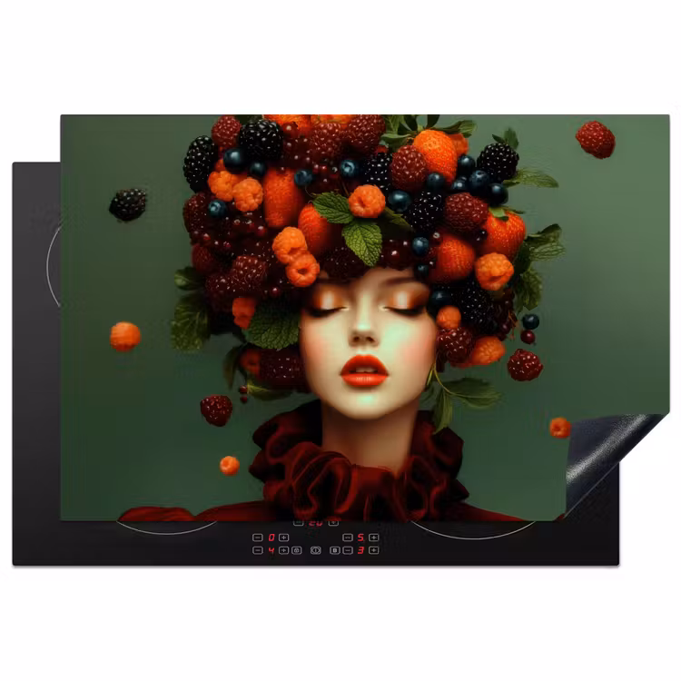 Vrouw - Aardbeien - Frambozen - Bramen - Bessen Inductie beschermer vinyl 3mm klein -3d