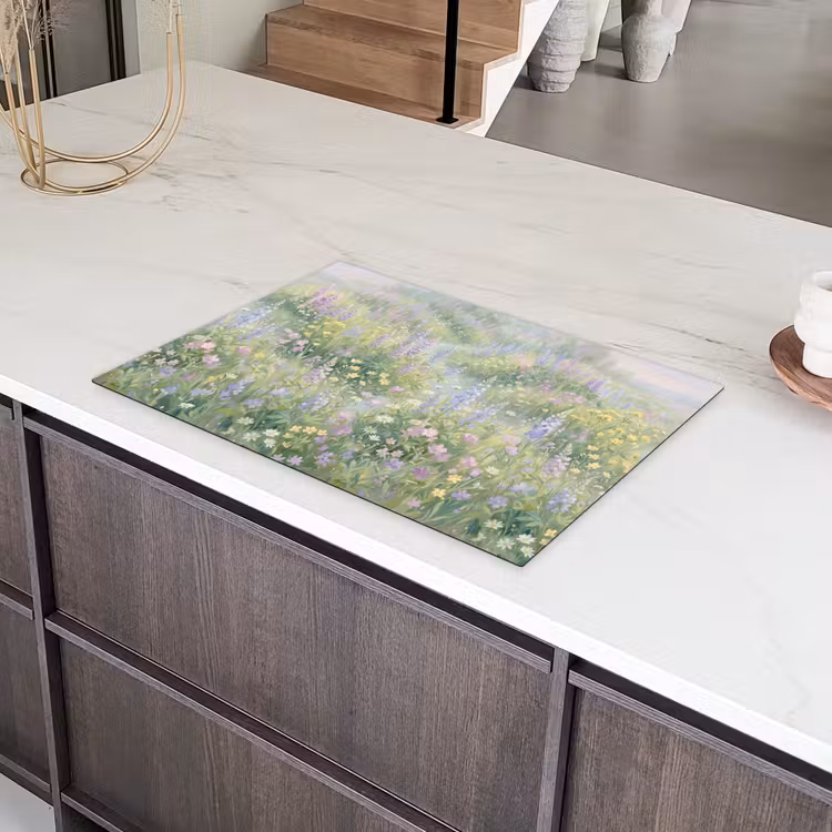 Bloemenveld - Heuvels - Kleurrijk Inductie beschermer vinyl 3mm klein -sfeer8