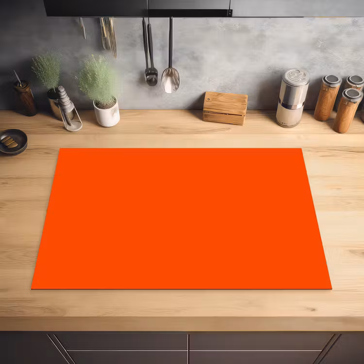 Fiery - Tangerine - Oranje Inductie beschermer vinyl 3mm klein 276 -sfeer5