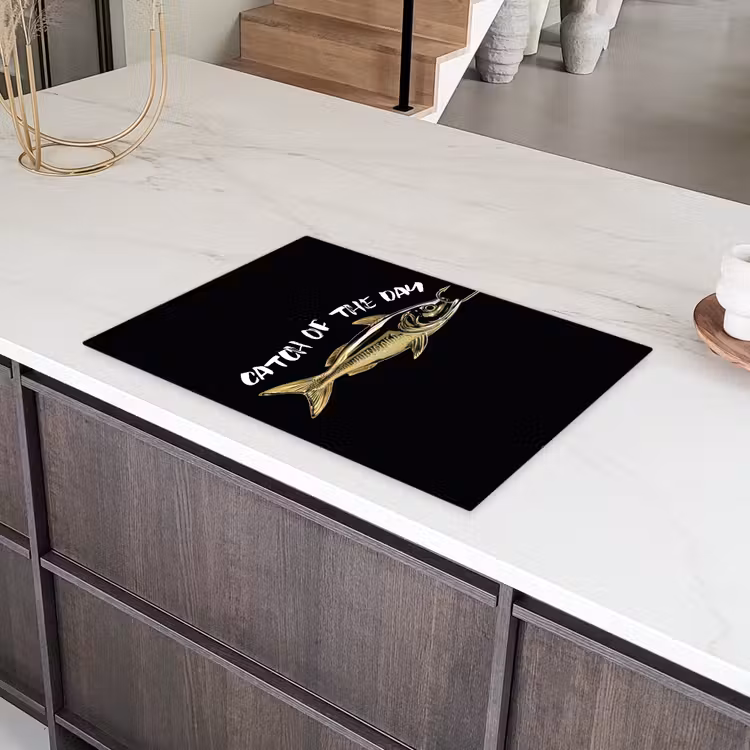 Vis - Zwart - Goud - Tekst Inductie beschermer vinyl 3mm klein -sfeer8