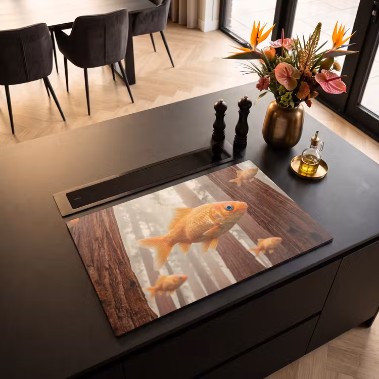Induction Hob Cover - Fish - Forest - Fantasy - Vis - Bos - Fantasie Inductie beschermer vinyl 3mm klein
