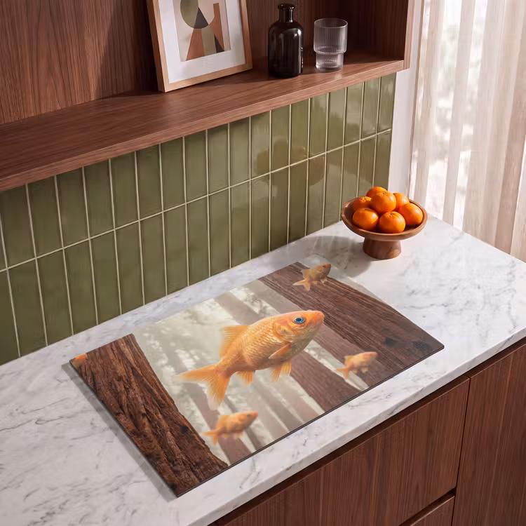 Induction Hob Cover - Fish - Forest - Fantasy - Vis - Bos - Fantasie Inductie beschermer vinyl 3mm klein
