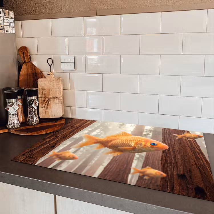 Induction Hob Cover - Fish - Forest - Fantasy - Vis - Bos - Fantasie Inductie beschermer vinyl 3mm klein