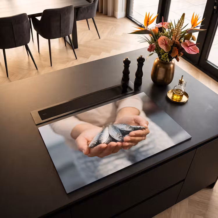 Induction Hob Cover - Fish - Hands - Nature - Vis - Handen - Natuur Inductie beschermer vinyl 3mm klein