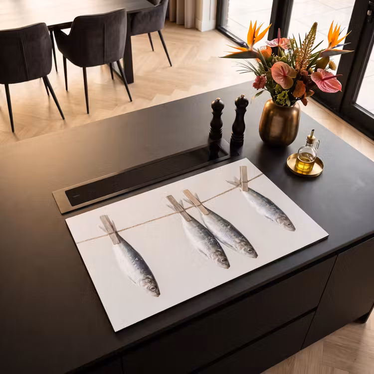 Induction Hob Cover - Fish - Hanging - Food - Vis - Hangend - Eten Inductie beschermer vinyl 3mm klein