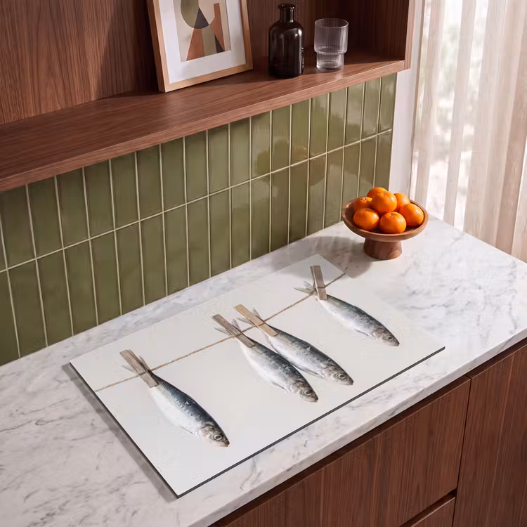 Induction Hob Cover - Fish - Hanging - Food - Vis - Hangend - Eten Inductie beschermer vinyl 3mm klein