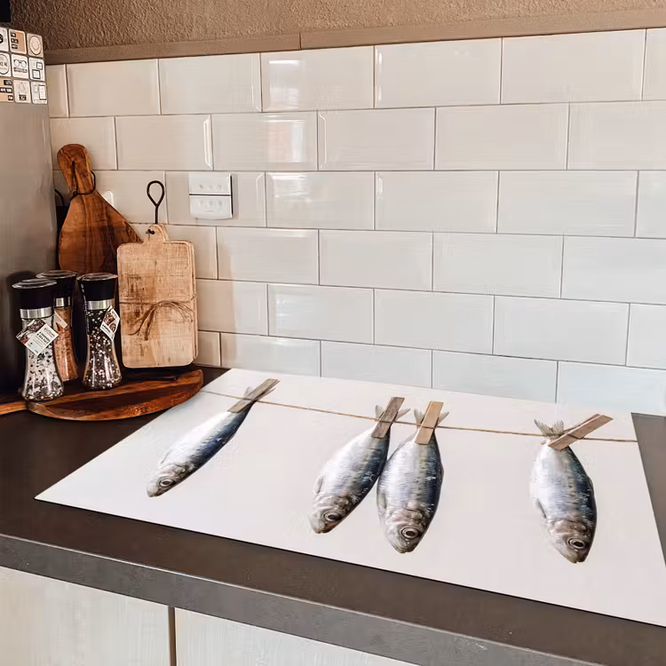 Induction Hob Cover - Fish - Hanging - Food - Vis - Hangend - Eten Inductie beschermer vinyl 3mm klein