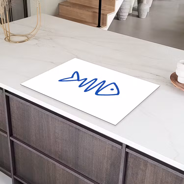 Vis - Minimalistisch - Blauw - Lijn Inductie beschermer vinyl 3mm klein -sfeer8