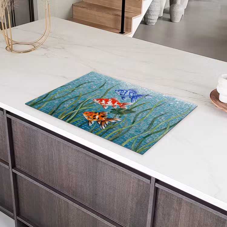 Vis - Mozaïek - Onderwater - Kleurrijk - Dieren Inductie beschermer vinyl 3mm klein -sfeer8