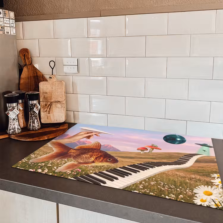 Induction Hob Cover - Fish - Nature - Abstract - Vis - Natuur - Abstract Inductie beschermer vinyl 3mm klein