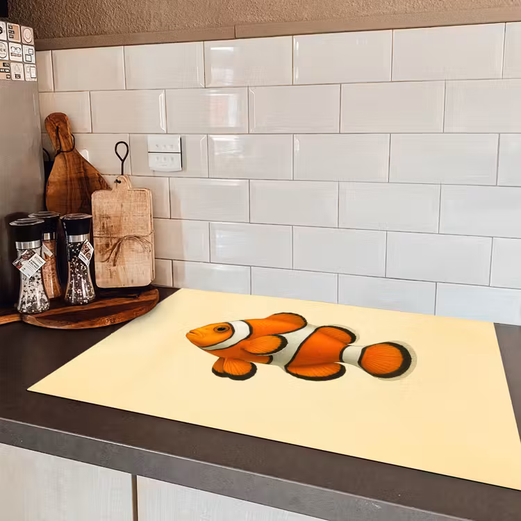 Vis - Oranje - Strepen Inductie beschermer vinyl 3mm klein -sfeer3