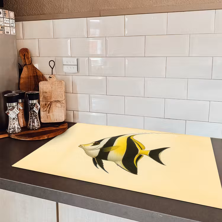 Vis - Sierlijk - Rugvin - Geel Inductie beschermer vinyl 3mm klein -sfeer3
