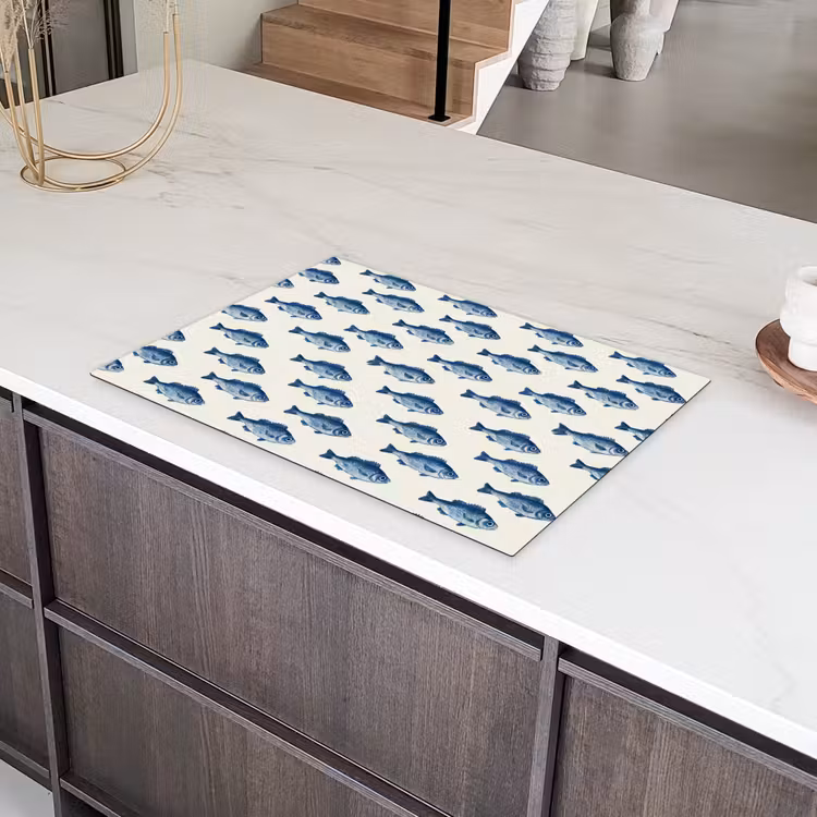 Vis - Patroon - Blauw Inductie beschermer vinyl 3mm klein 276 -sfeer8