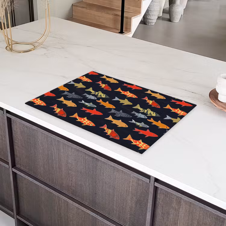 Vissen - Patroon - Kleurrijk Inductie beschermer vinyl 3mm klein 276 -sfeer8