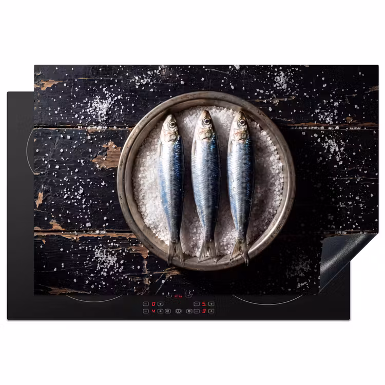 Induction Hob Cover - Fish - Salt - Food - Vis - Zout - Eten Inductie beschermer vinyl 3mm klein