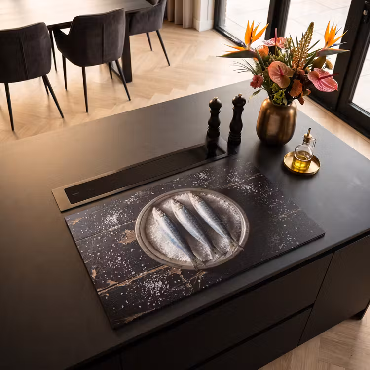 Induction Hob Cover - Fish - Salt - Food - Vis - Zout - Eten Inductie beschermer vinyl 3mm klein