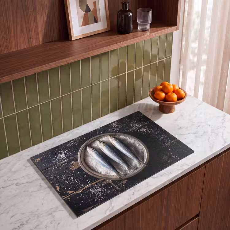 Induction Hob Cover - Fish - Salt - Food - Vis - Zout - Eten Inductie beschermer vinyl 3mm klein