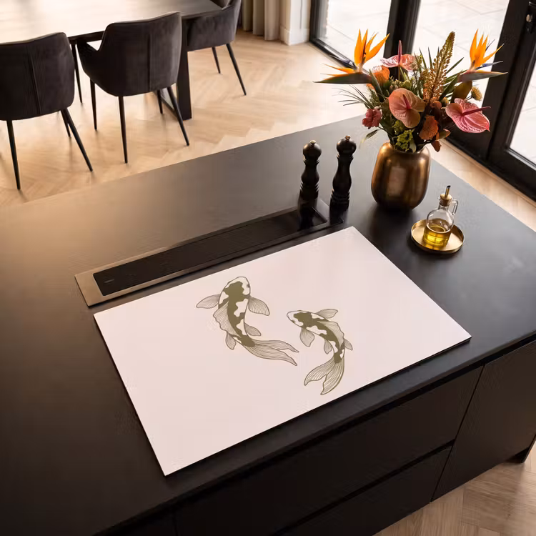Vis - Zwemmend - Groen - Abstract - Dieren Inductie beschermer vinyl 3mm klein -sfeer5