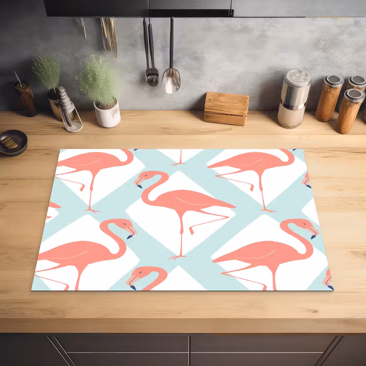Flamingo - Mintgroen - Ruit Inductie beschermer vinyl 3mm klein 276 -sfeer5