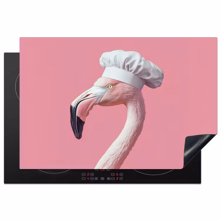Flamingo - Roze - Koksmuts - Vogel Inductie beschermer vinyl 3mm klein -3d