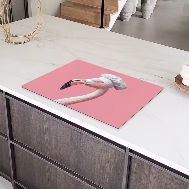 Flamingo - Roze - Koksmuts - Vogel Inductie beschermer vinyl 3mm klein -sfeer8