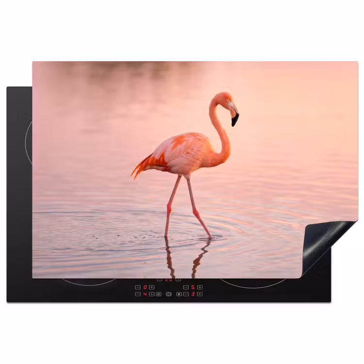 Flamingo - Water - Roze Inductie beschermer vinyl 3mm klein -3d