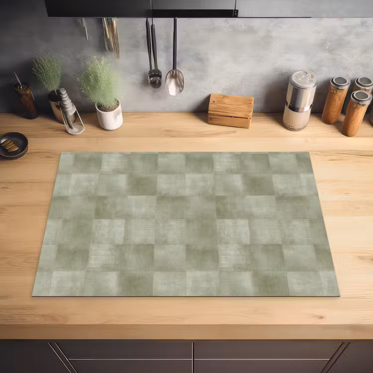 Vlakken - Rustiek - Groen Inductie beschermer vinyl 3mm klein 276 -sfeer5