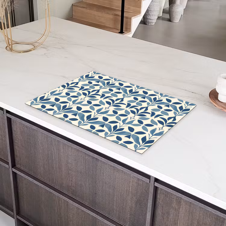 Flora - Modern - Blauw Inductie beschermer vinyl 3mm klein 276 -sfeer8