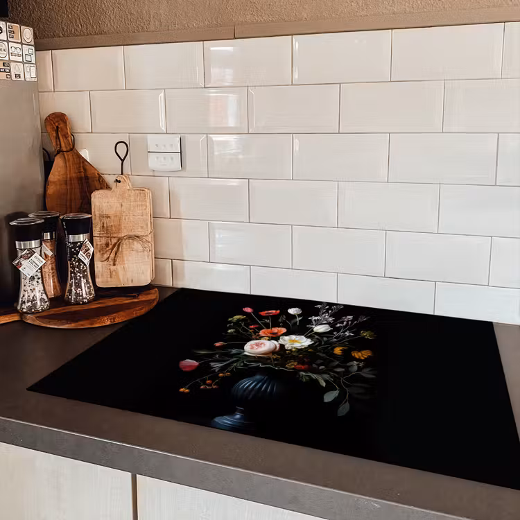 Bloemstuk - Vaas - Zwart Inductie beschermer vinyl 3mm klein -sfeer3