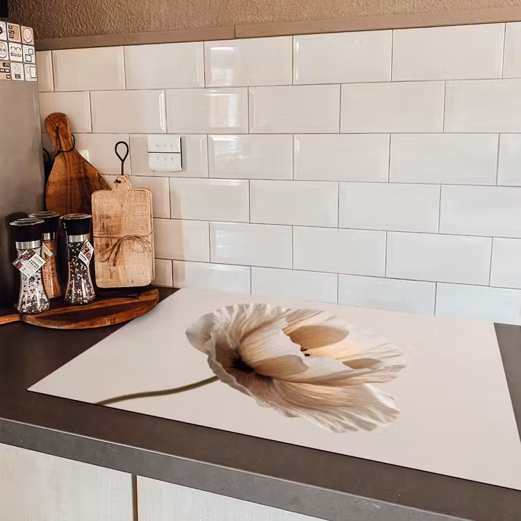 Bloem - Beige - Crème Inductie beschermer vinyl 3mm klein -sfeer3