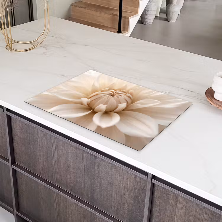 Bloem - Dahlia - Wit Inductie beschermer vinyl 3mm klein -sfeer8
