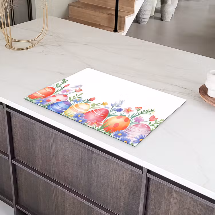 Bloementuin - Kleurrijk - Eieren Inductie beschermer vinyl 3mm klein -sfeer8