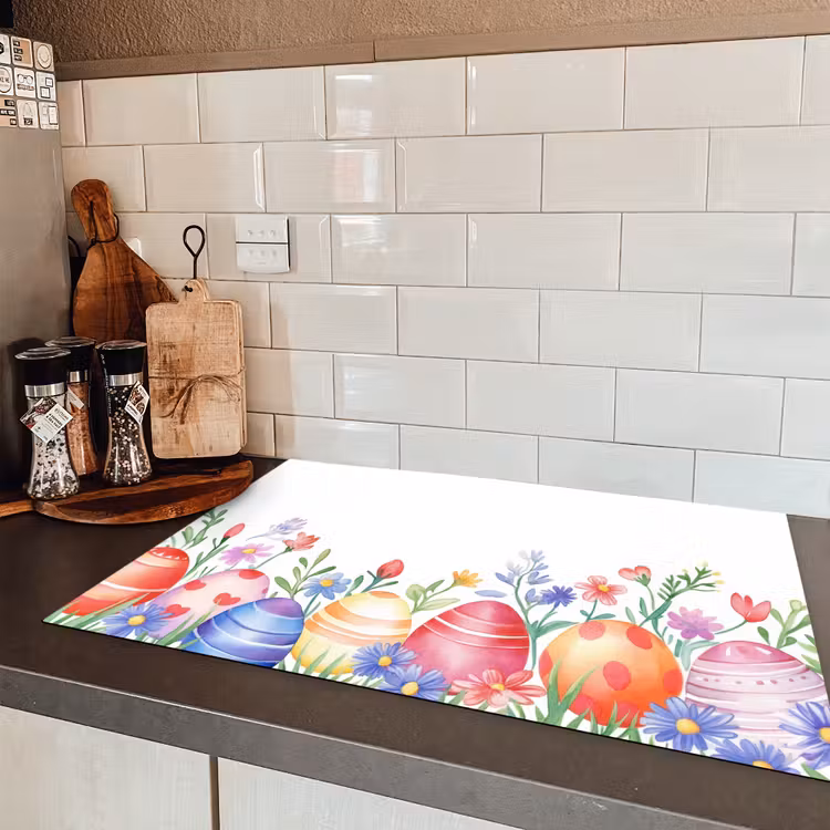 Bloementuin - Kleurrijk - Eieren Inductie beschermer vinyl 3mm klein -sfeer3