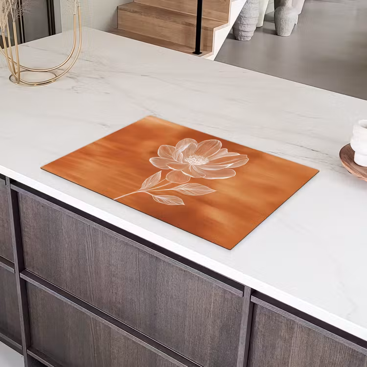 Bloem - Minimalistisch - Wit Inductie beschermer vinyl 3mm klein -sfeer8