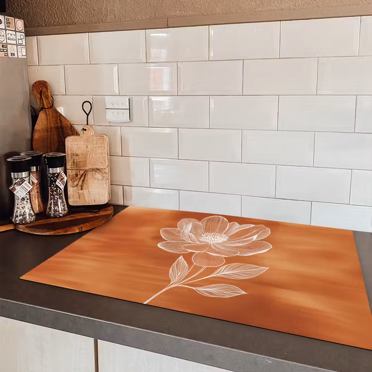 Bloem - Minimalistisch - Wit Inductie beschermer vinyl 3mm klein -sfeer3