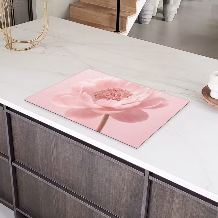 Bloem - Pioenroos - Roze Inductie beschermer vinyl 3mm klein -sfeer8