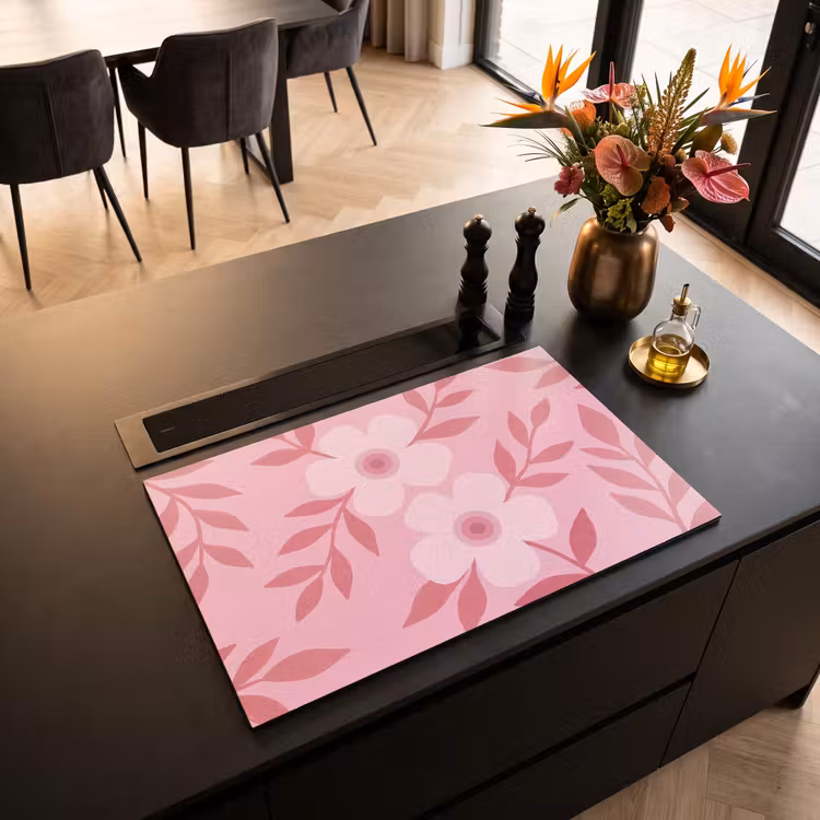 Bloemen - Abstract - Modern - Roze - Natuur Inductie beschermer vinyl 3mm klein -sfeer5