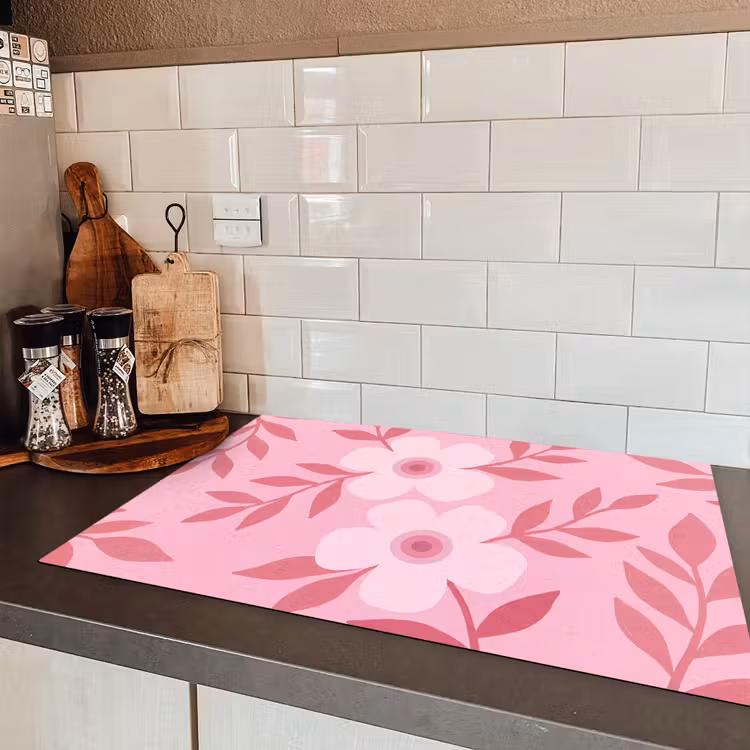 Bloemen - Abstract - Modern - Roze - Natuur Inductie beschermer vinyl 3mm klein -sfeer3