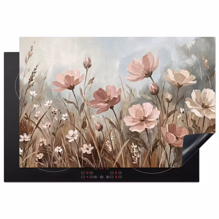 Bloemen - Botanisch - Schilderij - Pastel - Rustiek Inductie beschermer vinyl 3mm klein -3d