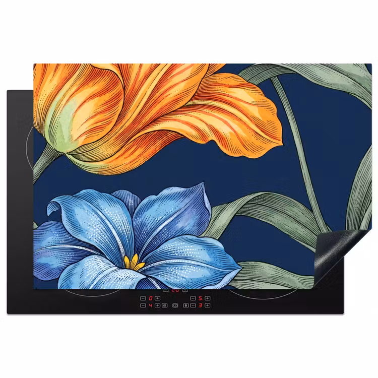 Induction Hob Cover - Flowers - Botanical - Pattern - Bloemen - Botanisch - Patroon Inductie beschermer vinyl 3mm klein