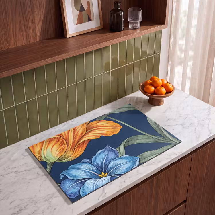 Induction Hob Cover - Flowers - Botanical - Pattern - Bloemen - Botanisch - Patroon Inductie beschermer vinyl 3mm klein