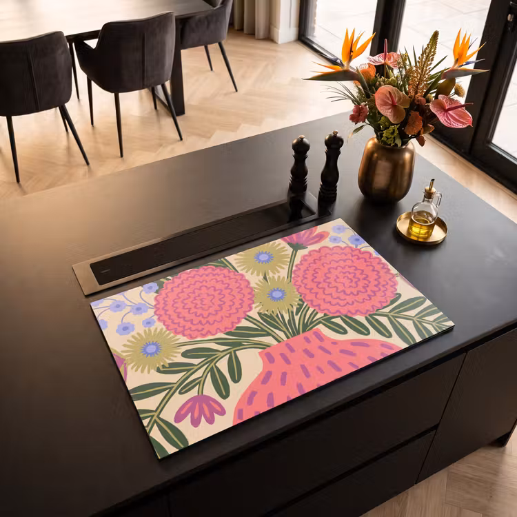 Bloemen - Boeket - Natuur - Abstract - Roze Inductie beschermer vinyl 3mm klein -sfeer5