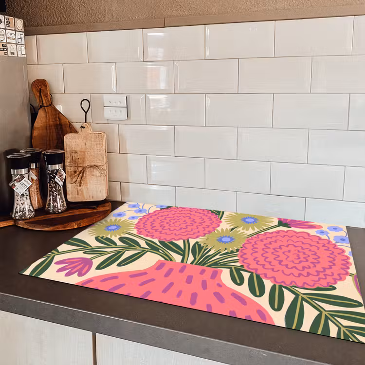 Bloemen - Boeket - Natuur - Abstract - Roze Inductie beschermer vinyl 3mm klein -sfeer3