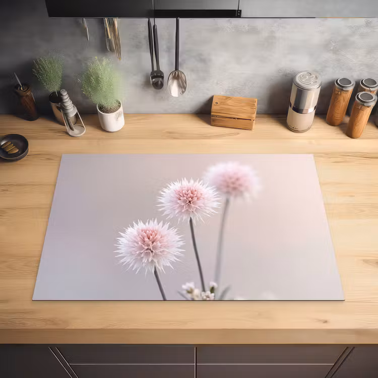 Bloemen - Bollen - Roze Inductie beschermer vinyl 3mm klein -sfeer5