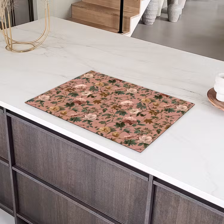 Bloemen - Klassiek - Roze Inductie beschermer vinyl 3mm klein 276 -sfeer8
