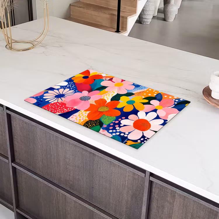 Bloemen - Kleurrijk - Stippen Inductie beschermer vinyl 3mm klein -sfeer8