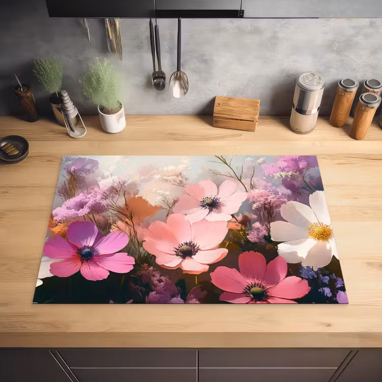 Bloemen - Kleurrijk - Bloei Inductie beschermer vinyl 3mm klein -sfeer5